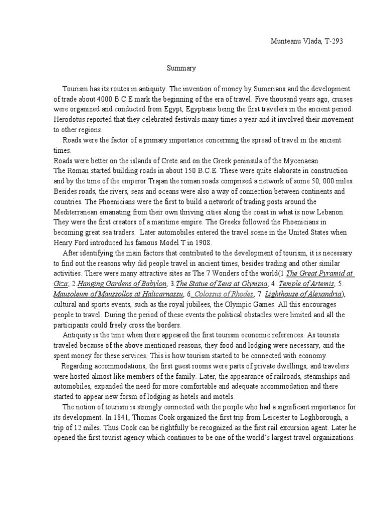 Tourism Has Its Routes in Antiquity | PDF | Tourism