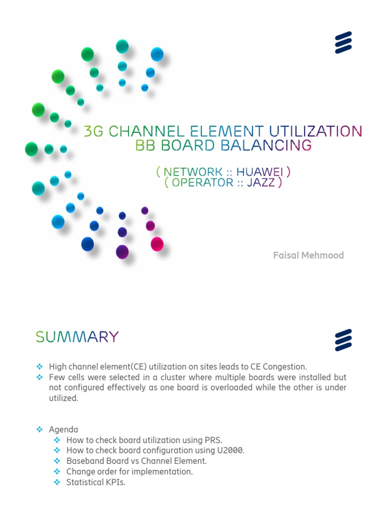 Huawei 3G Channel Element Utilization (Board Balancing) PDF PDF