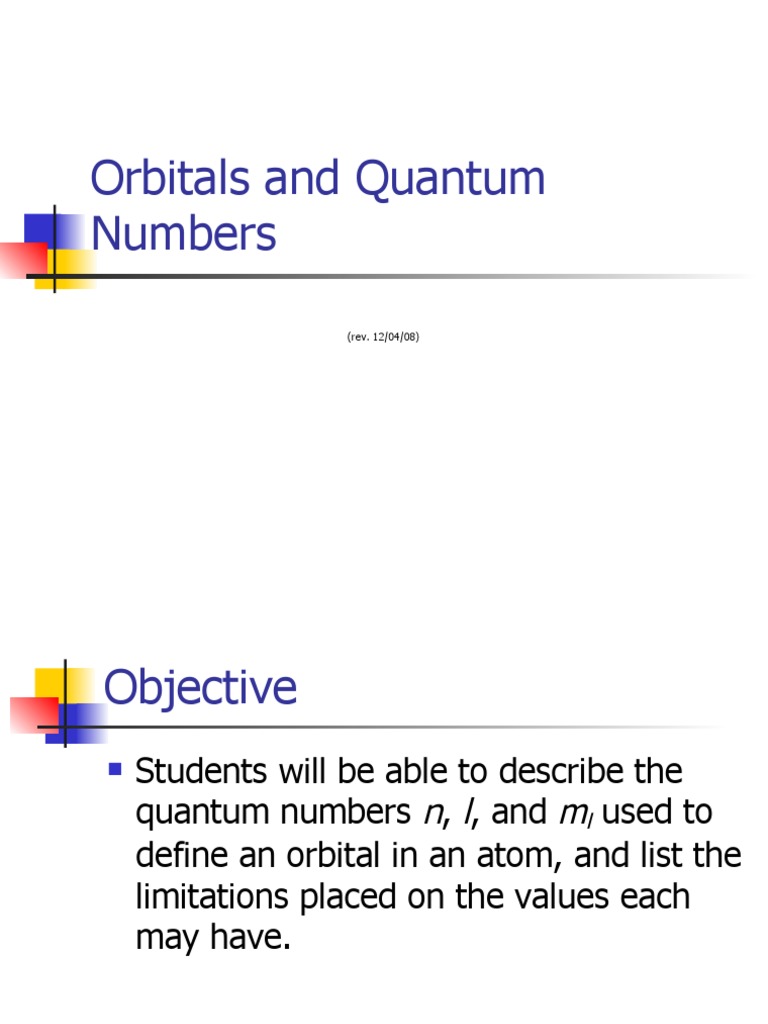 Understanding Quantum Numbers in Orbitals | PDF | Atomic Orbital ...