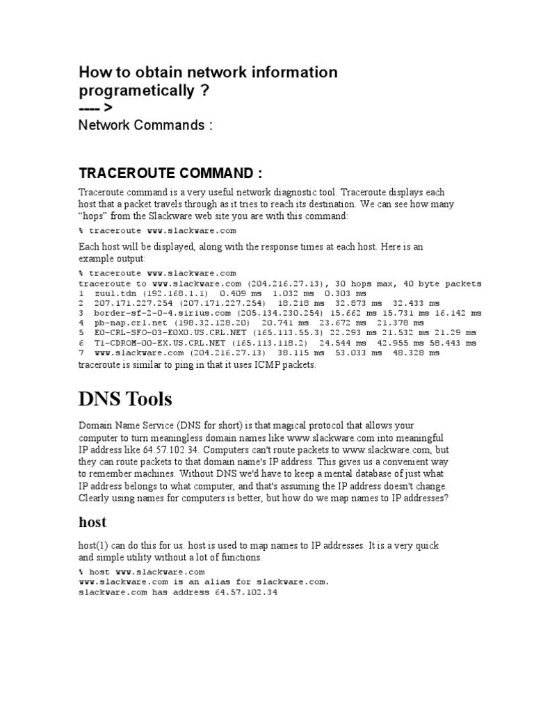 Programmatic Network Information Retrieval | PDF | Port (Computer ...