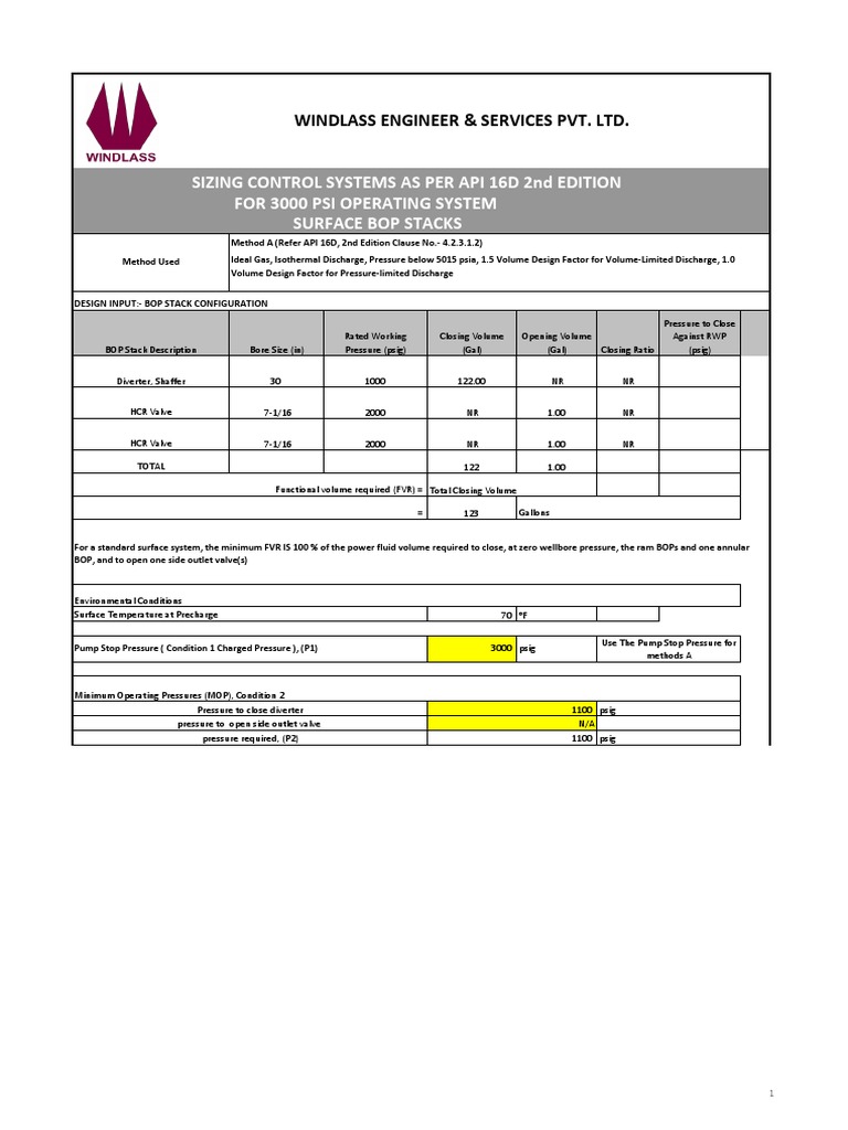 BOP Control Unit Sizing ADES With Divertor 30'' 1000 PSI | PDF ...
