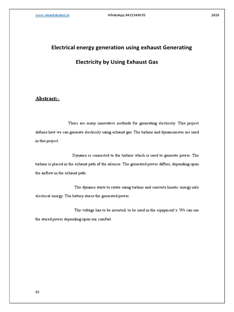 Electricalenergygenerationusingexhaust Generating Electricityby Using