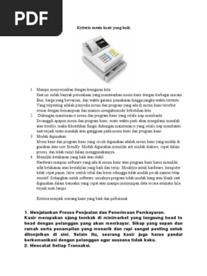 Kriteria Mesin Dan Kasir Yang Baik Pdf