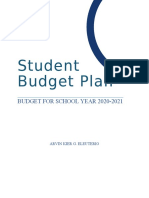 Student Budget Plan for School Year 2020-2021