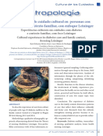 Antropología: Experiencias de Cuidado Cultural en Personas Con Diabetes y El Contexto Familiar, Con Enfoque Leininger