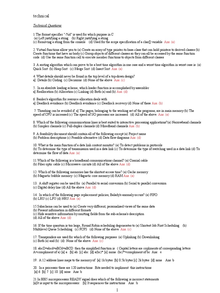 Technical Questions - Interview | PDF | Capacitor | Radioactive Decay