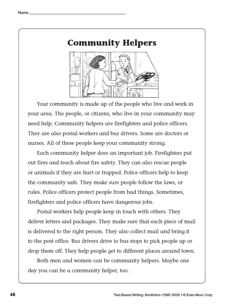 Community Helpers: Text-Based Writing: Nonfi Ction - EMC 6032 - © Evan ...