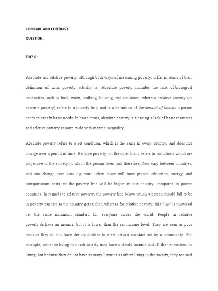 poverty compare and contrast essay
