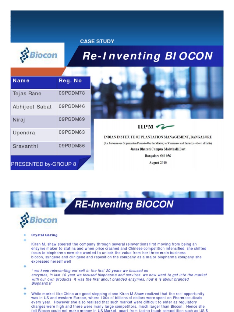 Re Inventing Biocon Case Study Pdf Economies Science