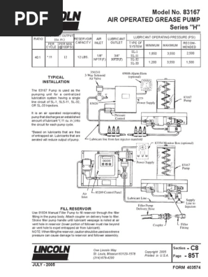 Model No. 83167 Air Operated Grease Pump Series 