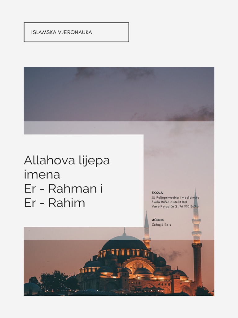 Allahova Lijepa Imena Er Rahman I Er Rahim PDF
