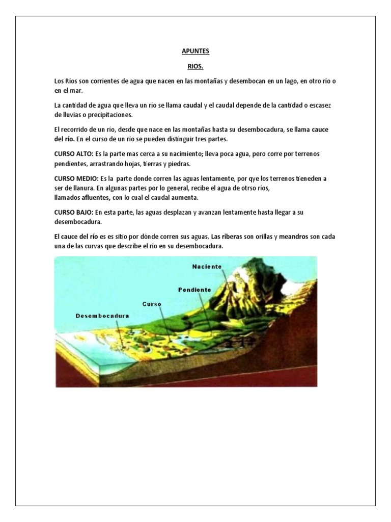 Los Ríos Son Corrientes de Agua Que Nacen en Las Montañas y Desembocan ...