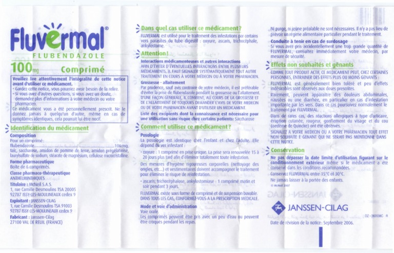 Posologie et utilisation de Fluvermal | PDF | RTT | Médecine