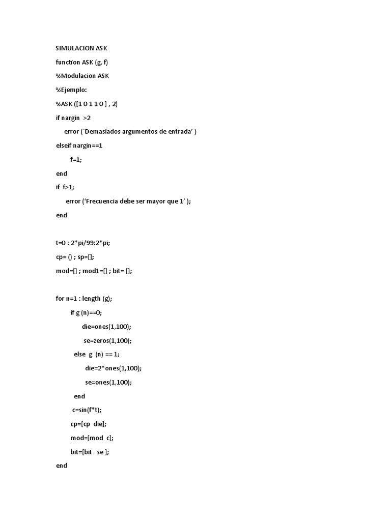 Simulación de Modulación ASK y FSK | PDF
