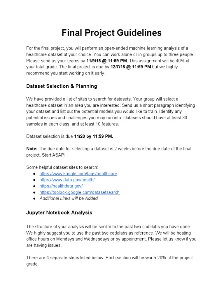 Final Project Guidelines: Dataset Selection & Planning | PDF | Cross ...
