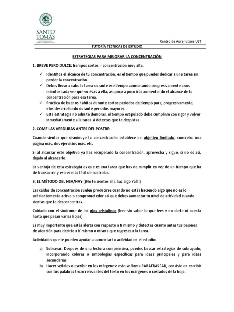 Image Result For Las Estrategias Para Mejorar La Concentracin Y La Productividad
