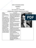 Intro To Psychlogical Testing Assignment 1 Marks 10 Date of Submission: 19 March 2020) Interpretation of Thematic Appreception Test Images