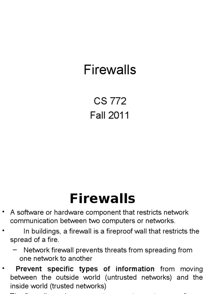 Understanding Firewall Types and Functions | PDF | Firewall (Computing ...