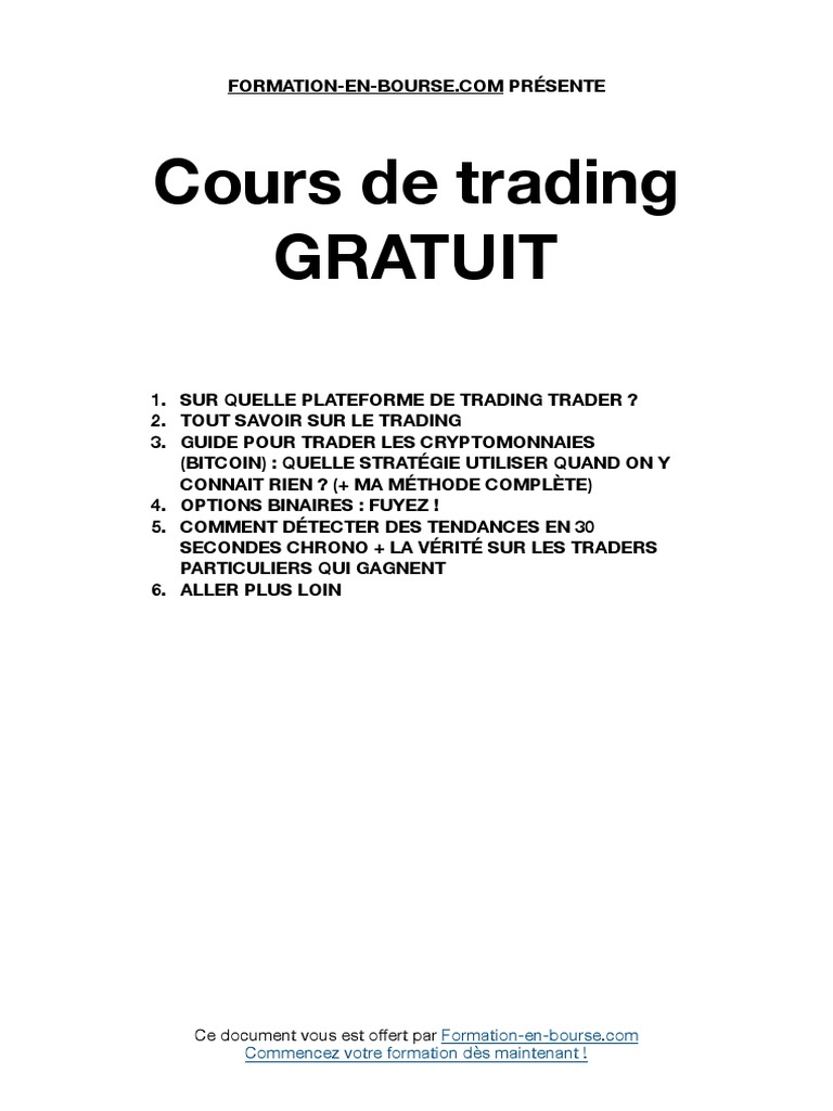 Cours Trading Gratuit PDF | PDF | Opérateur de marché | Bourse (économie)