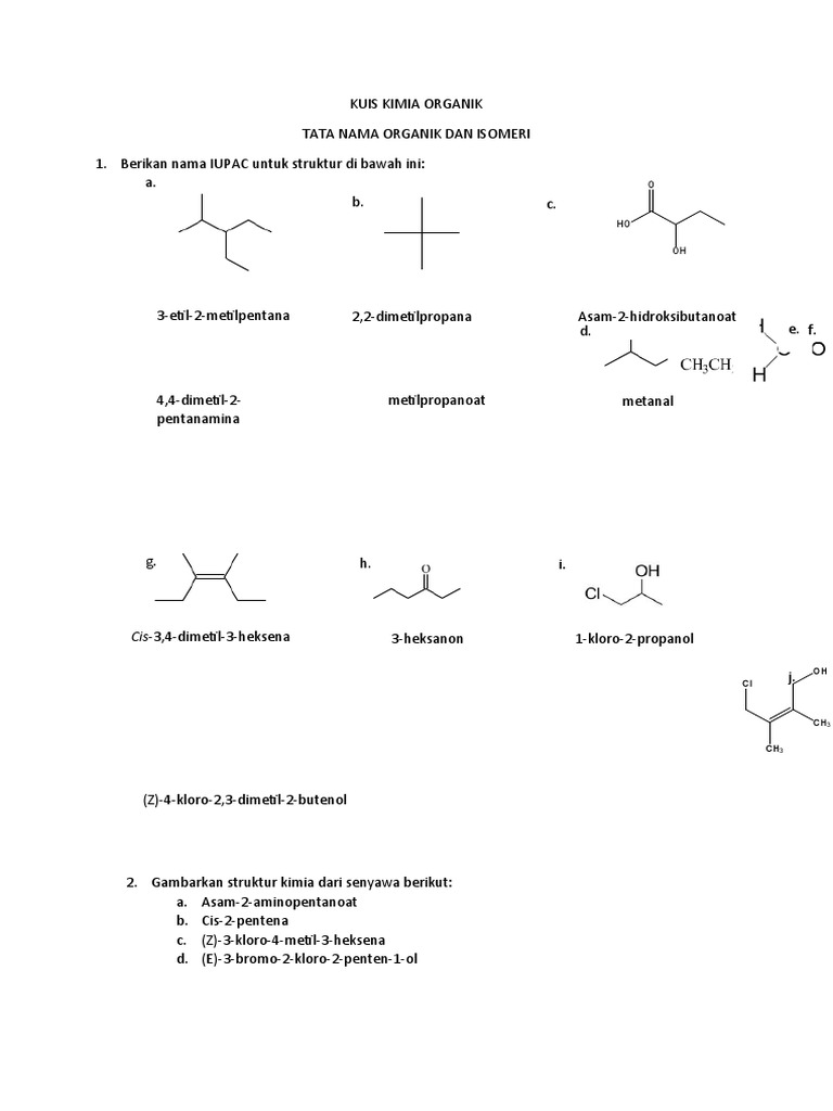 Kuis Kimia Organik Nomenklatur