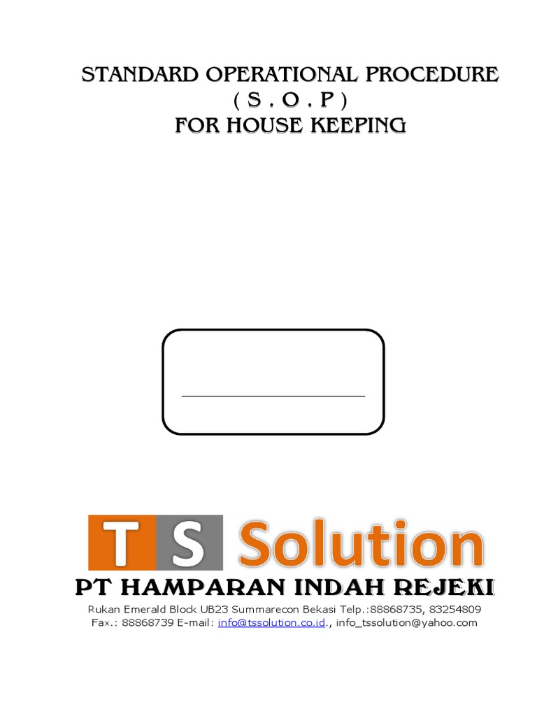 Standard Operational Procedure Cleaning Service PDF