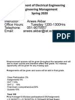 Department of Electrical Engineering Engineering Management Spring 2020