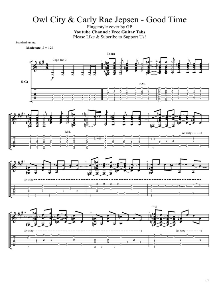 Owl City & Carly Rae Jepsen - Good Time: Youtube Channel: Free Guitar ...