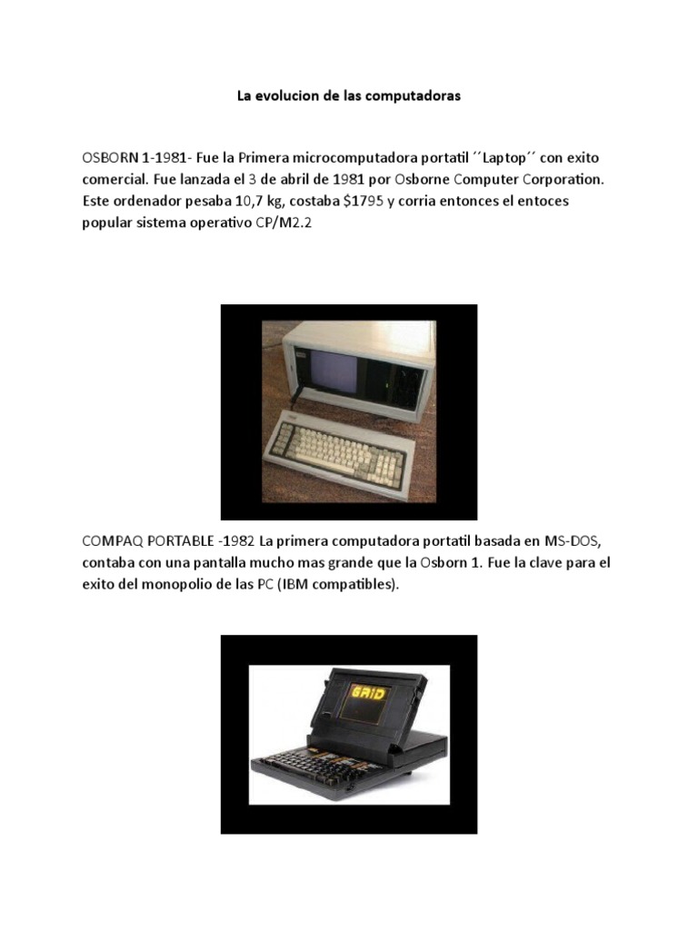 Evolución de las Computadoras Portátiles | PDF | Ordenador portátil ...