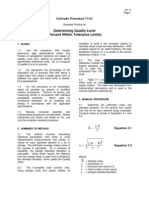 Determining Quality Level (Percent Within Tolerance Limits) : Colorado Procedure 71-01