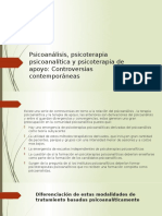 Psicoanálisis, Psicoterapia Psicoanalítica y Psicoterapia de Apoyo