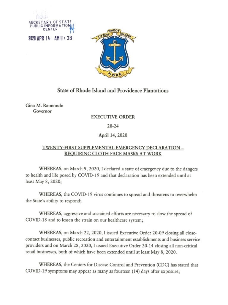 Executive Order Face Masks PDF