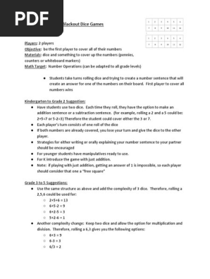 Blackout Dice Games Instructions