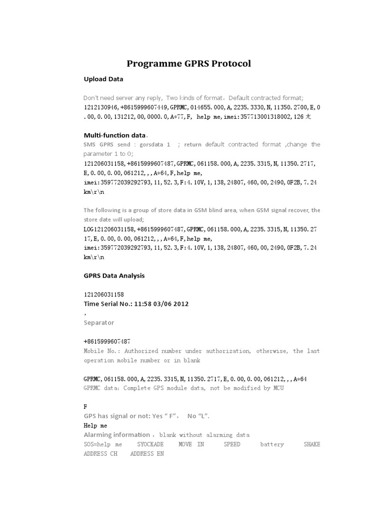 GPRS Protocol for TKStar Devices | PDF | General Packet Radio Service ...