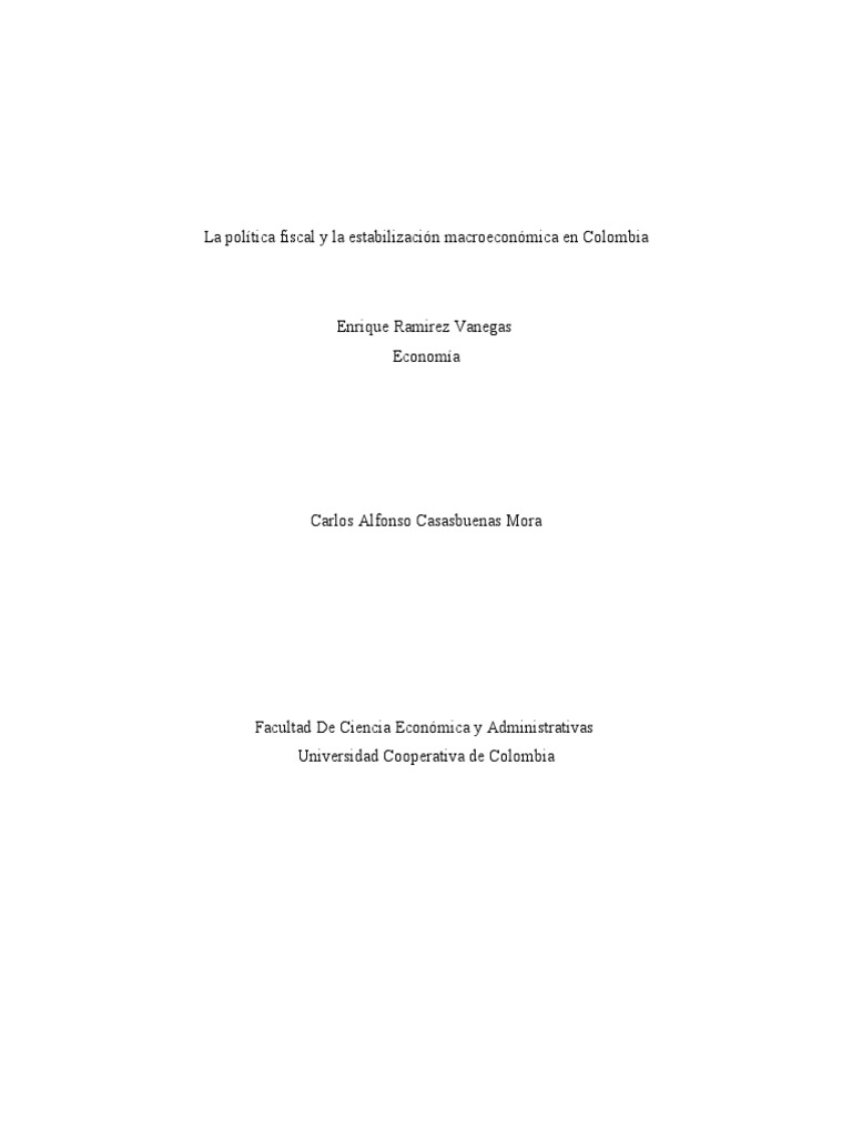 La Política Fiscal y La Estabilización Macroeconómica en Colombia | PDF ...