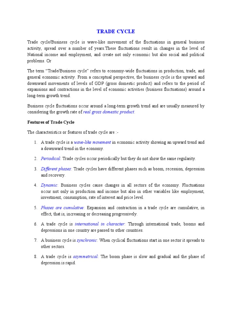 Features of the Trade Cycle Explained | PDF | Finance & Money Management