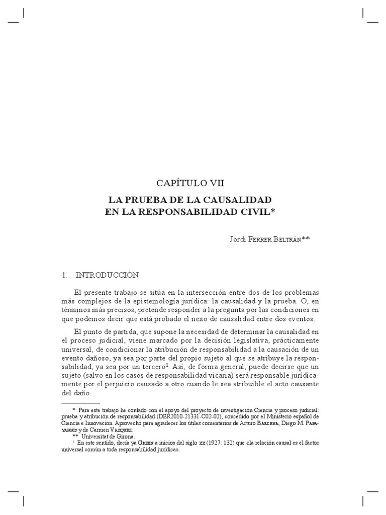 La Prueba De La Causalidad En La Responsabilidad Civil Pdf Pdf