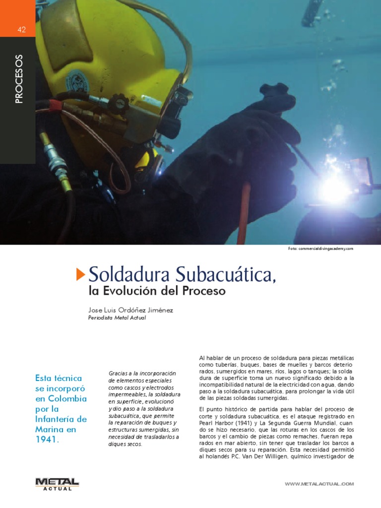 Soldadura SubacuÃ¡tica, - Revista Metal Actual PDF | PDF | Soldadura |  Construcción, image size:768x1024