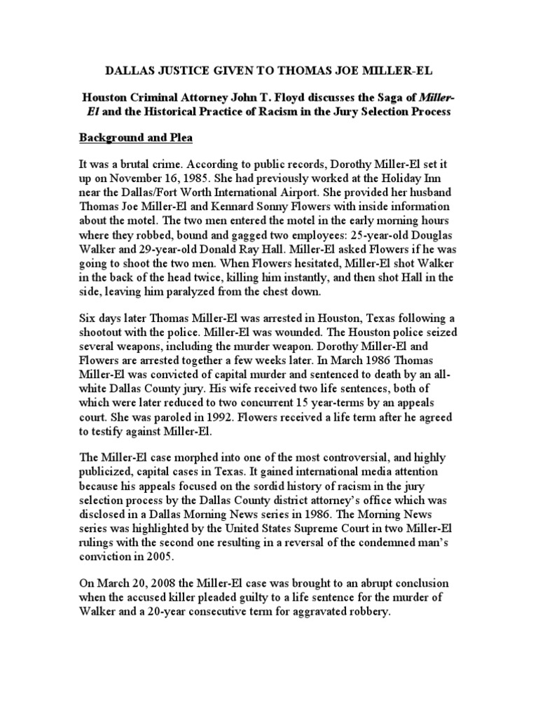 041808 WFP MillerEl PDF Jury Selection Batson V. Kentucky