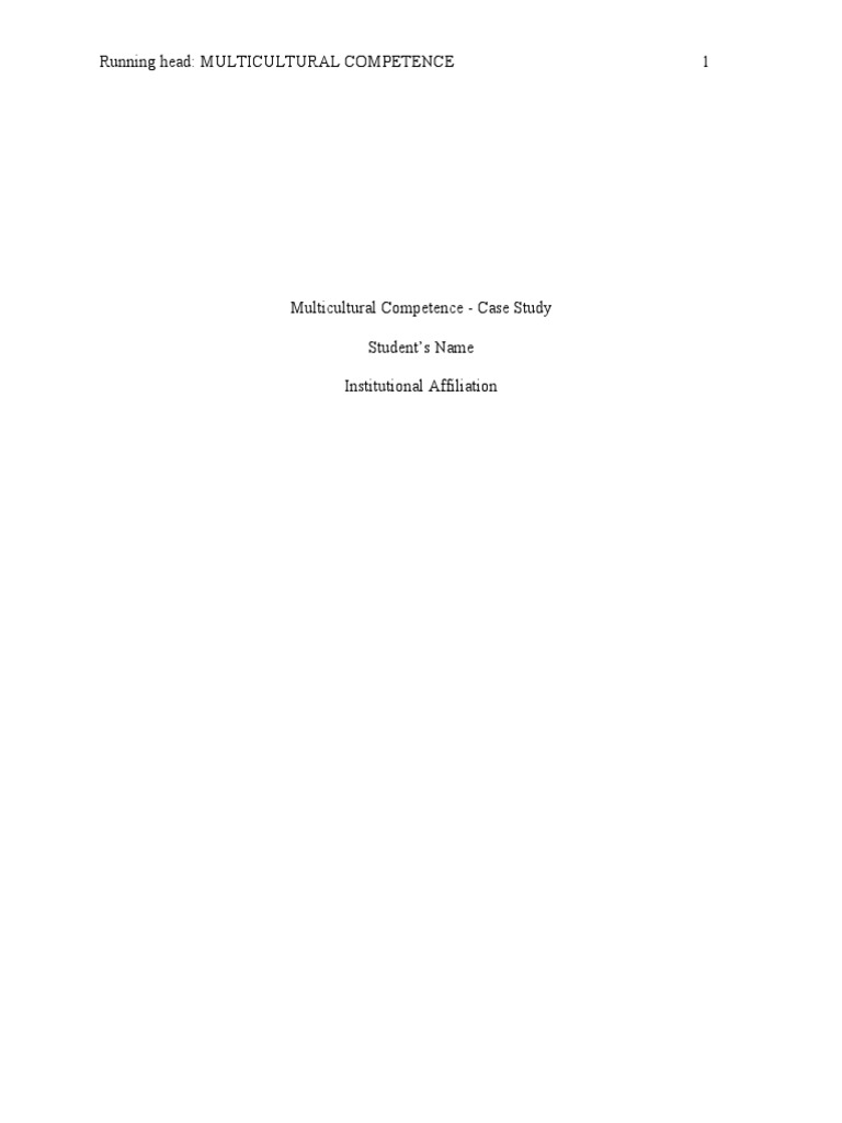 Multicultural Competence - Case Study | PDF | Counseling Psychology ...