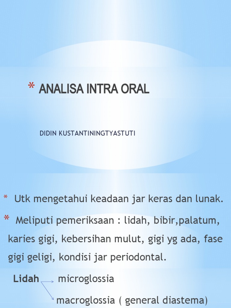 Intraoral Analysis and Dental Examination | PDF