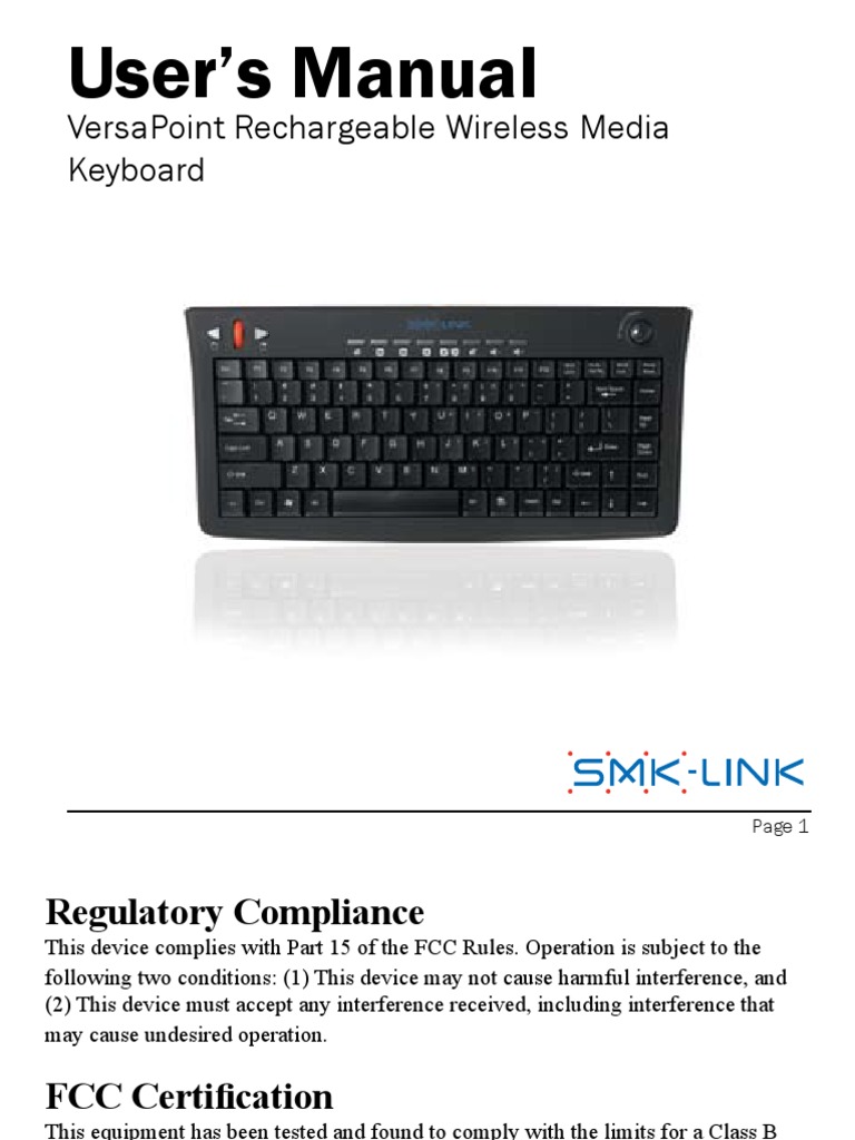 Versapoint Rechargeable Wireless Media Keyboard | PDF | Battery Charger ...