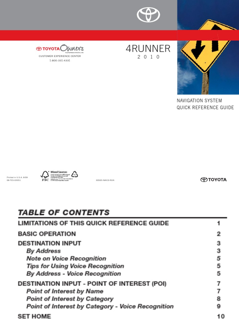 4runner: Customer Experience Center 1-800-331-4331 | PDF | Traffic ...