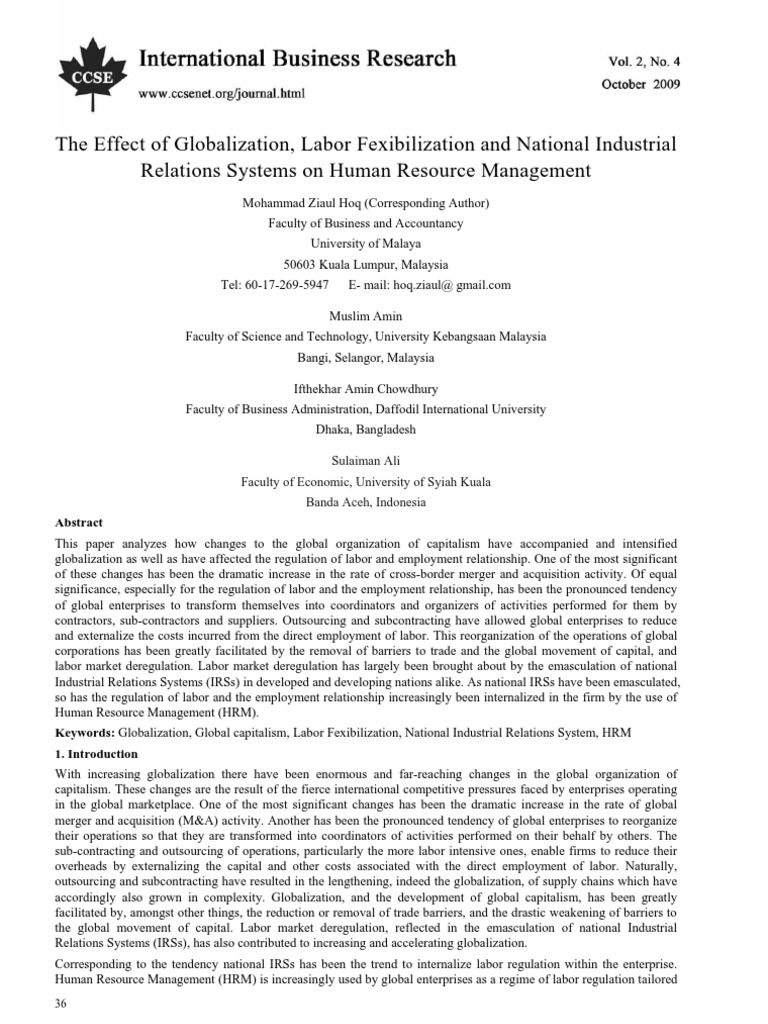 The Effect of Globalization, Labor Fexibilization and National ...