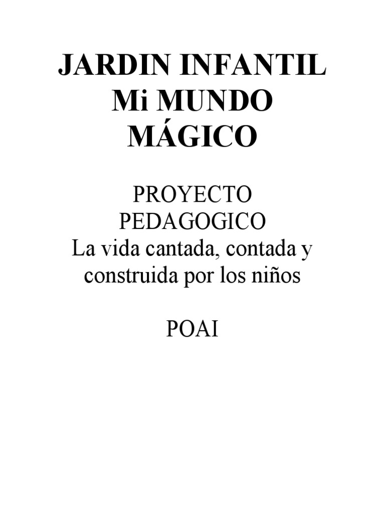 Proyecto Educativo Jardín Infantil Teresita | PDF | Educación de la ...