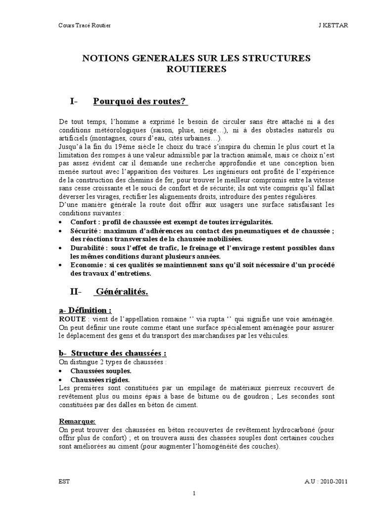 Tracé et Structures des Routes | PDF | Route | Transport