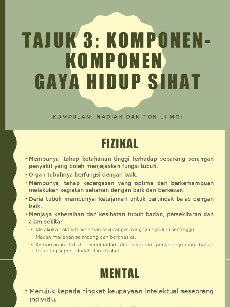 Komponen-Komponen Gaya Hidup Sihat | PDF