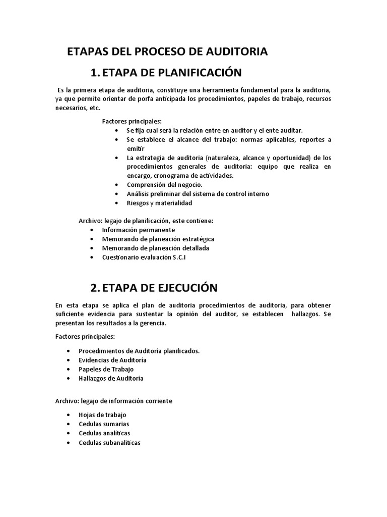 Etapas Del Proceso de Auditoria | Descargar gratis PDF | Auditoría ...