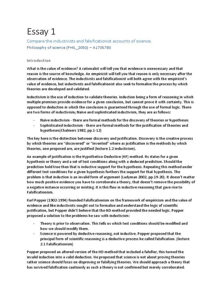 Inductivism vs Falsificationism in Science | PDF | Falsifiability ...
