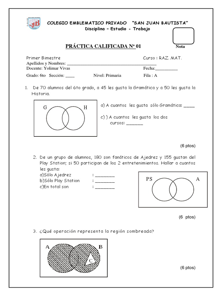 Tarea y Practica #1 RM 6to Grado Prim | PDF