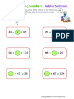 Find The Missing Numbers Add or Subtract PDF